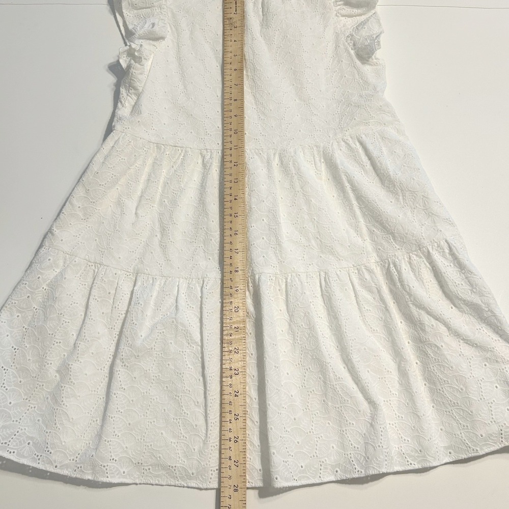 A Loves A Girls Eyelet Tiered Dress Kids Size L White Flutter Sleeve Boho - Picture 6 of 7